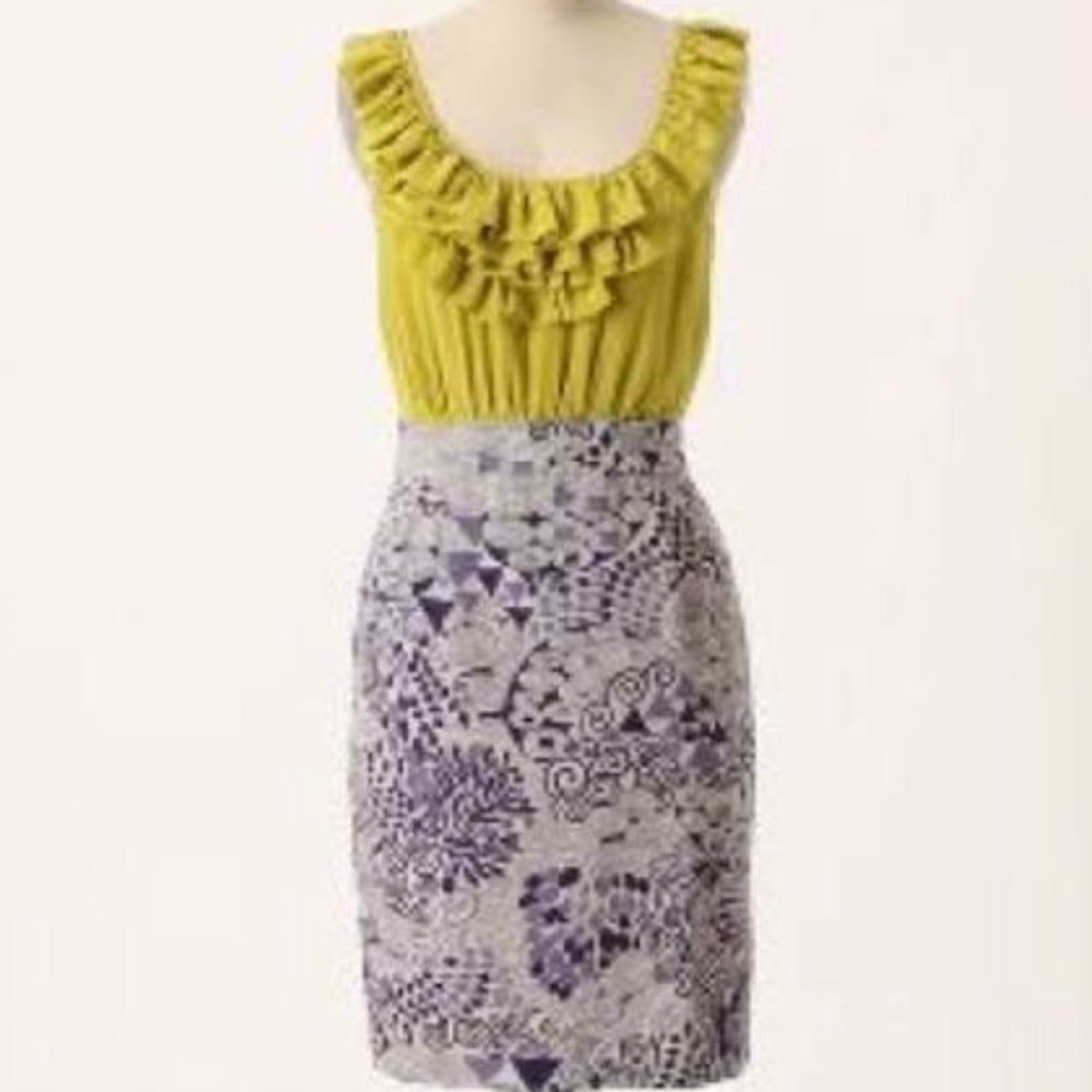 ANTHROPOLOGIE Seaside Fields MAEVE dress 6 small boho ruffle beach zipper pocket